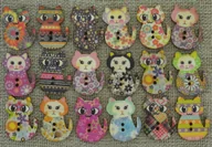 Prace ręczne dla dzieci - [87368] Guzik drewniany ozdobny kotek mix kolorów 3szt - miniaturka - grafika 1