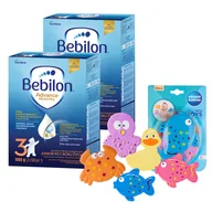Mleko modyfikowane - Zestaw Bebilon Advance Pronutra 3 Junior, mleko modyfikowane, po 1 roku, 2 x 1000 g + Canpol Babies, zestaw zabawek do kąpieli z przyssawkami, od urodzenia, 5 sztuk gratis - miniaturka - grafika 1
