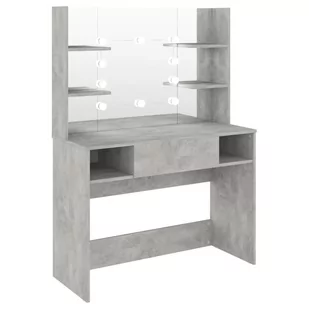 shumee Toaletka z oświetleniem LED 100x40x135 cm MDF szarość betonu - Toaletki - miniaturka - grafika 1