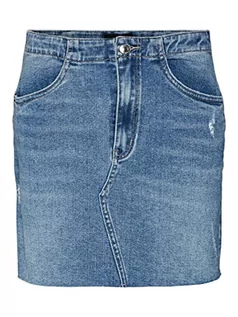 Spódnice - VERO MODA Damska spódnica Vmrosie Hr Short DNM Cut Skirt Noos Rock, Medium Blue Denim/Szczegóły: gu3166, XL - grafika 1