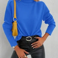 Swetry damskie - TEMU Elegancki i wszechstronny sweter z wysokim koﾅＯierzem dla kobiet - Tom's Direct - miniaturka - grafika 1