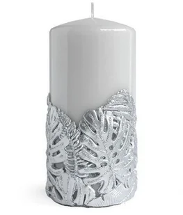 Świeca MONSTERA NEW walec średni 8x16cm parafinowa szara - Świece - miniaturka - grafika 1