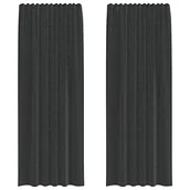 Zasłony - vidaXL Zasłony woalowe z kieszeniami na drążek 2 szt. czarne - miniaturka - grafika 1