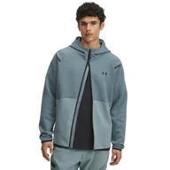 Bluzy męskie - Męska bluza dresowa rozpinana z kapturem Under Armour UA Unstoppable Flc Fz Hd Eu - niebieska - UNDER ARMOUR - miniaturka - grafika 1