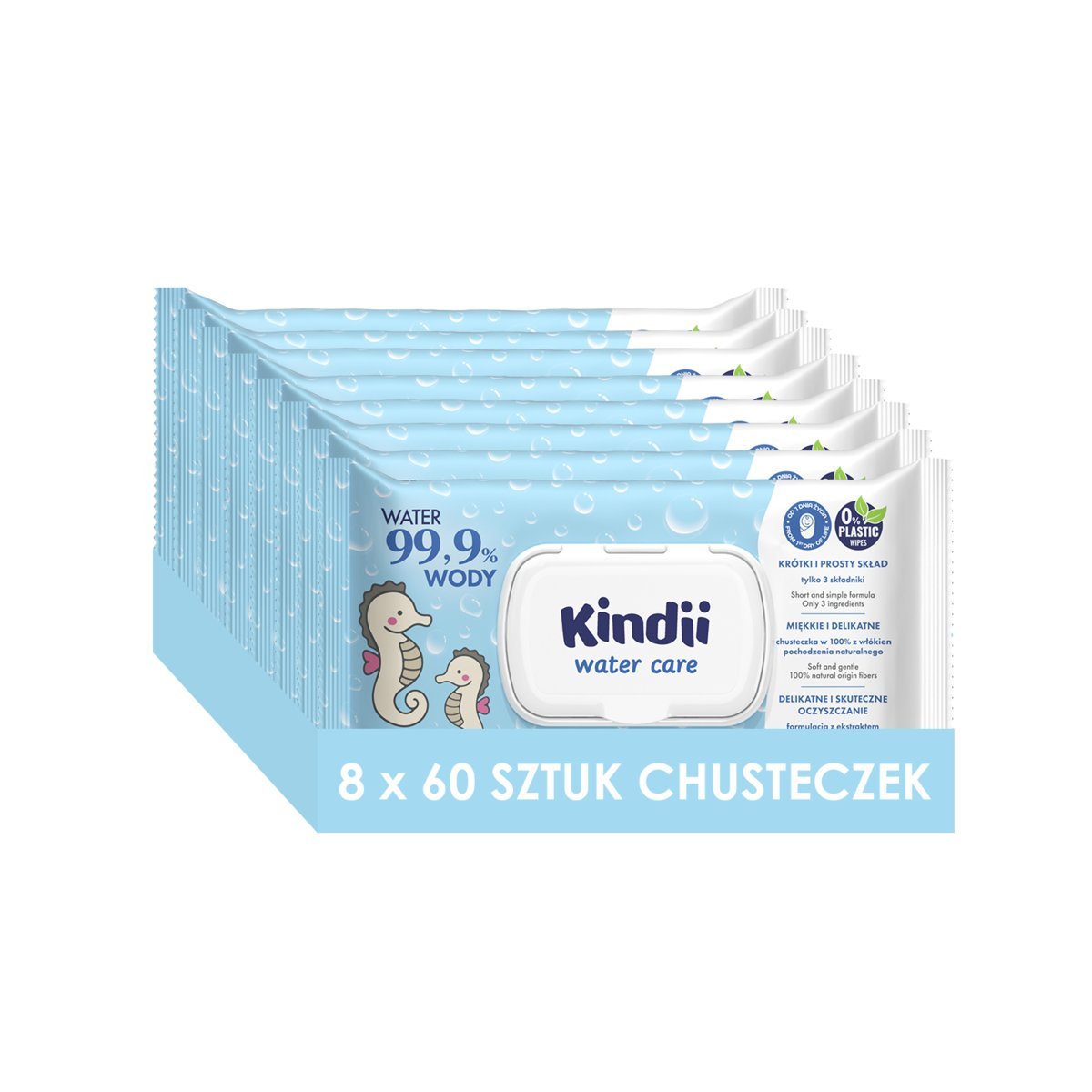Kindii 99,9% Water Care Chusteczki Dla Dzieci 60 szt. Delikatność