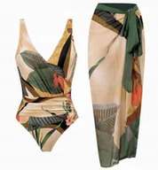 Stroje kąpielowe - Jednoczęściowy Strój Kąpielowy Ze Spódnicą Kolorowy Kobiecy Wakacje S - miniaturka - grafika 1