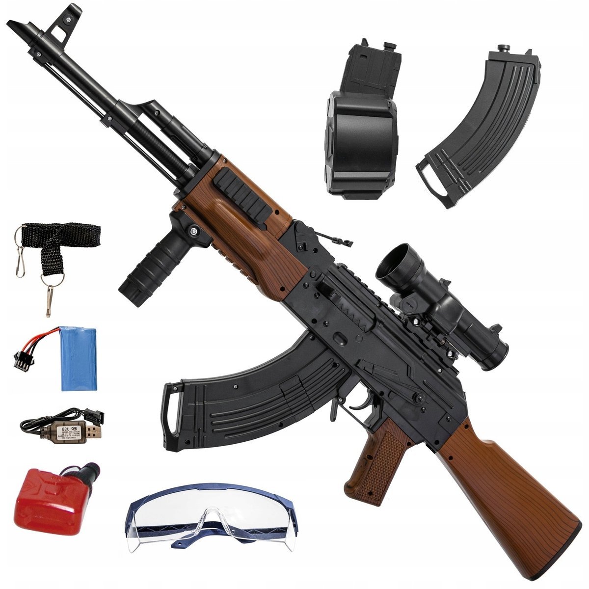 Pistolet Na Kulki Żelowe Automat Dwa Magazynki Czarno Brązowy Karabin