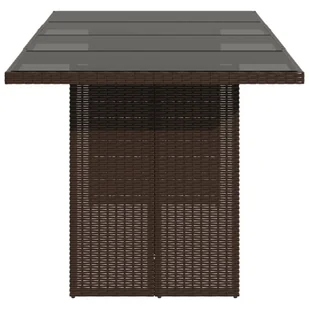 Stół ogrodowy ze szklanym blatem, brązowy, 190x80x74 cm Lumarko! - Stoły ogrodowe - miniaturka - grafika 5