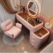 Toaletki - Szklana Toaletka Z Konstrukcją Z Litego Drewna 80 Cm – Różowa - miniaturka - grafika 1