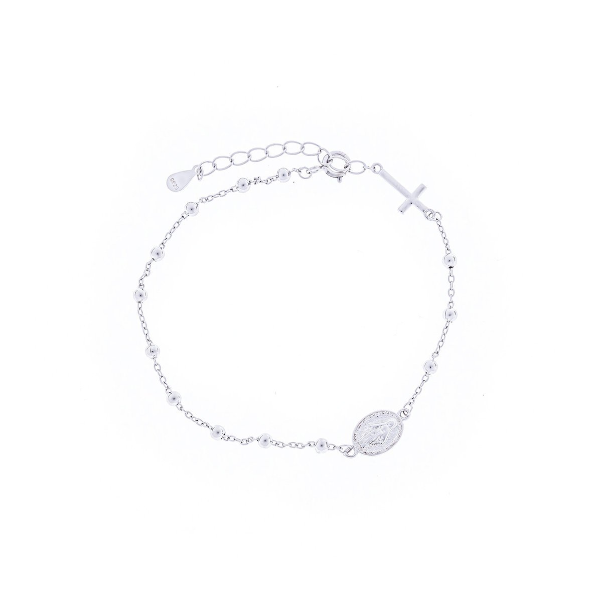 Srebrna bransoletka 925 krzyżyk medalik