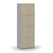 Szafki biurowe - Drewniana szafka skrytkowa, 8 schowków, zamek cylindryczny, szary/dąb naturalny - miniaturka - grafika 1