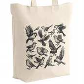 Torby i wózki na zakupy - Torba bawełniana z dnem na zakupy Z Motywem Ptaków Dla Miłośników Przyrody - miniaturka - grafika 1