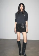 Spódnice - Stradivarius Mini spódniczka z cekinami Czarny XS - miniaturka - grafika 1