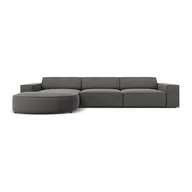 Narożniki - Szara aksamitna sofa narożna (lewy narożnik) Jodie - Micadoni Home - miniaturka - grafika 1