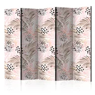Parawany - Parawan 5-częściowy - Różowe palmy II [Room Dividers] (rozmiar 225x172) - miniaturka - grafika 1