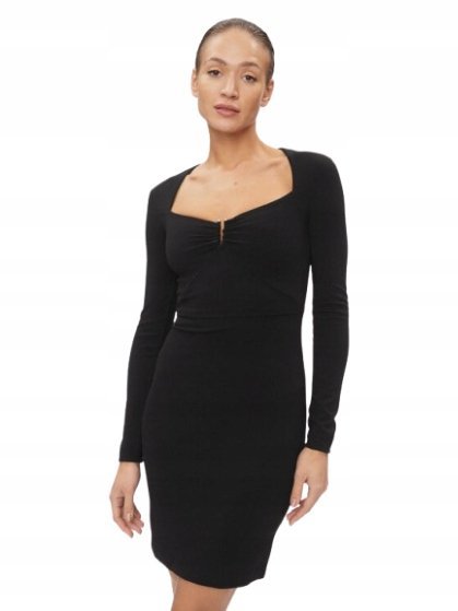 GUESS CZARNA SUKIENKA OŁÓWKOWA Z DŁUGIM RĘKAWEM S 2DA