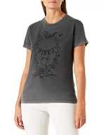 Koszulki i topy damskie - PINKO Damska koszulka Trixy Jersey Fiammato, I75_szaro-cyna, rozmiar S - miniaturka - grafika 1