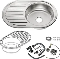 Zlewozmywaki - Zlewozmywak kuchenny Mucola Zlewozmywak ze stali nierdzewnej Wbudowany zlewozmywak ze stali nierdzewnej z półką - wbudowany zlewozmywak 77CM okrągły Wyrównanie w prawo - miniaturka - grafika 1