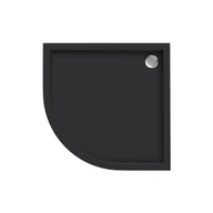 Brodziki prysznicowe - Brodzik do kabiny prysznicowej 1/4 koła 80x80x16/6 cm czarny mat Sinergid Schedpol - miniaturka - grafika 1