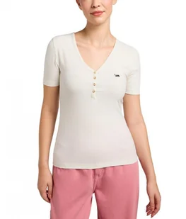 KOSZULKA T-SHIRT DAMSKI LEE 112333722 L44KIPNQ SS HENLEY ECRU L - Koszulki i topy damskie - miniaturka - grafika 1
