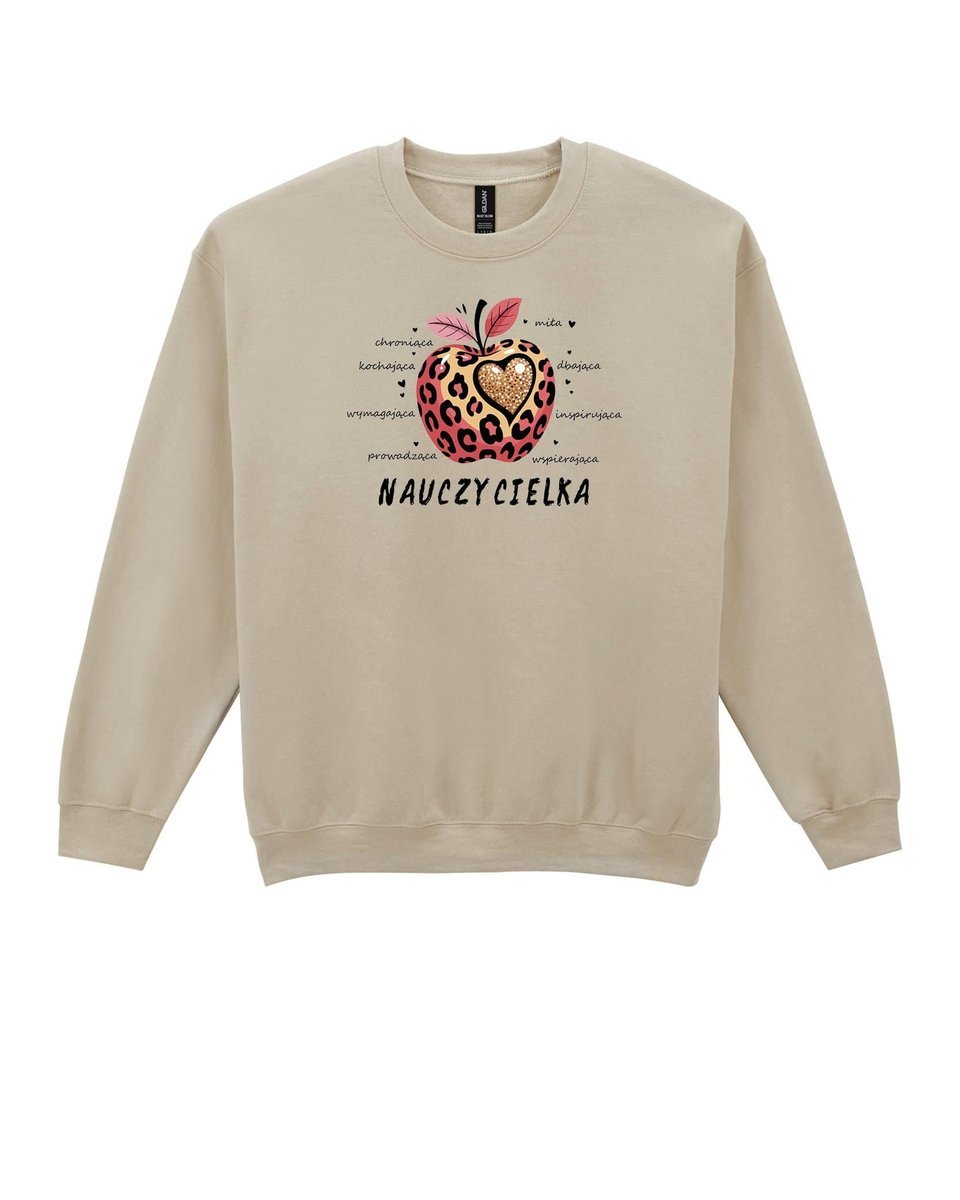 Bluza bez kaptura Dla Nauczycielki Jabłko Super Cechy Beżowy L