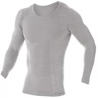 Koszulki męskie - BRUBECK LS11600 męska koszulka z długim rękawem, oddychająca, termiczna, do uprawiania sportów zimowych, do aktywności na świeżym powietrzu, koszulka funkcyjna, 41% wełna z merynosów - miniaturka - grafika 1