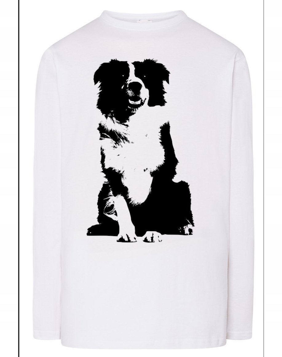 Longsleeve męski nadruk pies Border Collie r.S