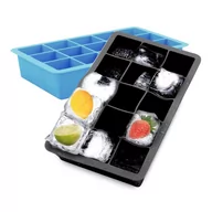 Akcesoria do lodu - 1x Foremka do kostek lodu/Silikonowa foremka w kolorze CZARNYM - Ice Cube Silicone Mould z 15 przegródkami 3 x 3 x 3 cm każda dla dużych kostek lodu.. - miniaturka - grafika 1