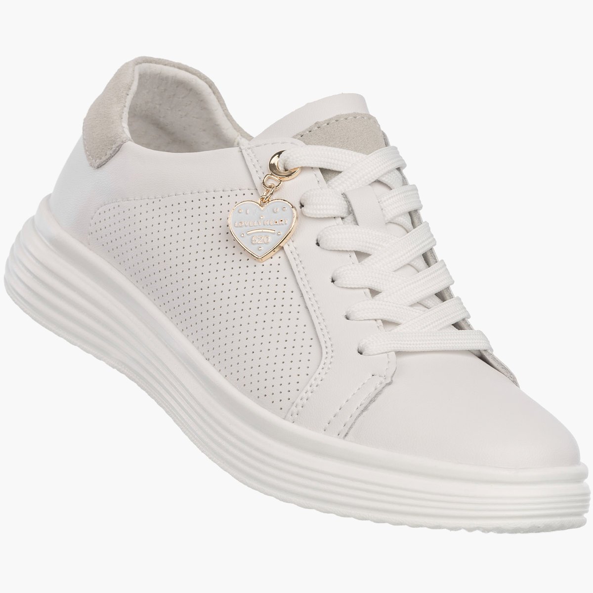 Półbuty Damskie Buty Skórzane Sneskersy z zawieszką Białe Filippo DP6860/26 WH Biały 38