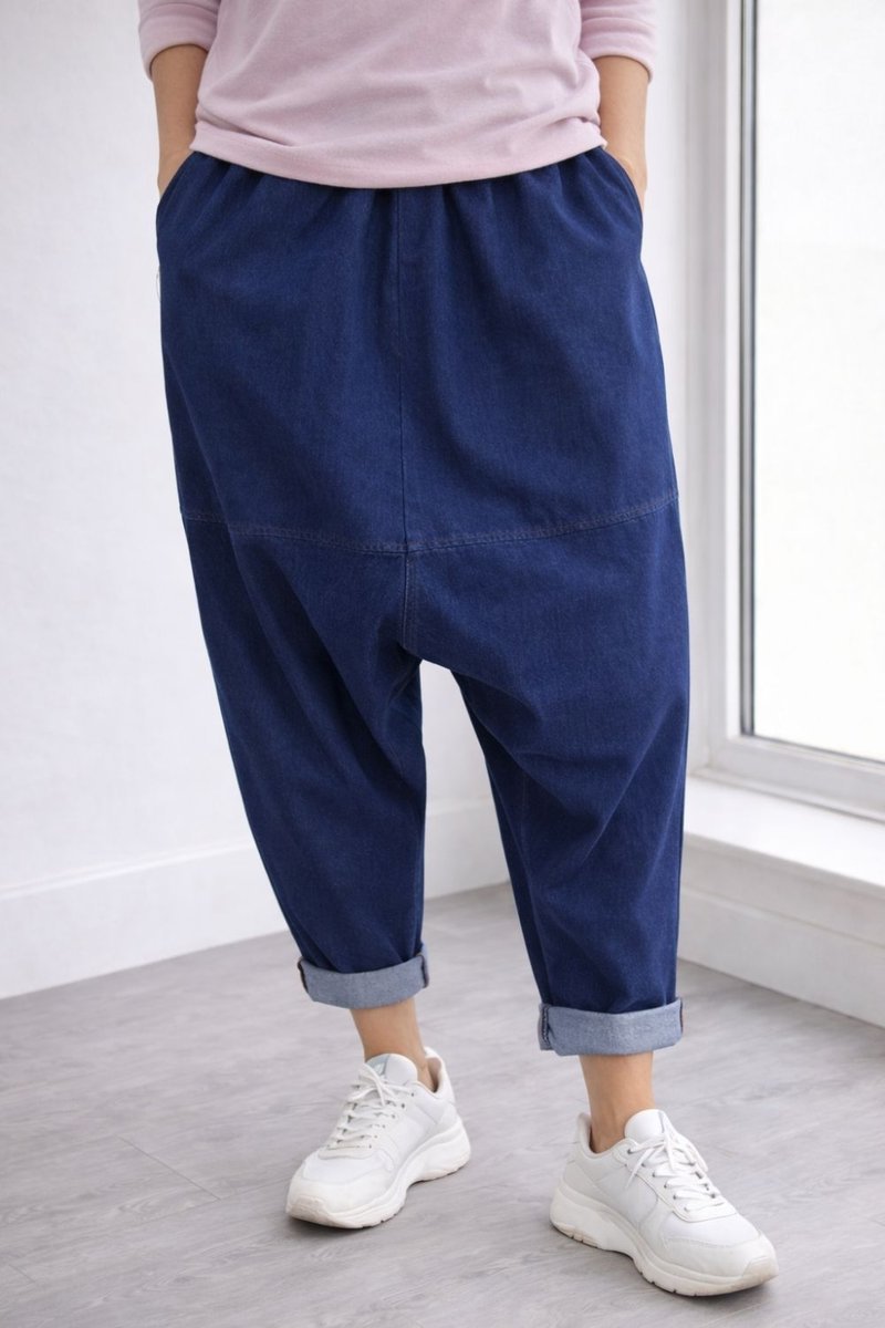 Spodnie damskie alladynki jeans luźne Italy elastyczne bawełna