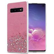 Etui i futerały do telefonów - Pokrowiec Do Samsung Galaxy S10 PLUS Etui w Różowy z Brokatem Glitter Obudowa Case Cover TPU Cadorabo - miniaturka - grafika 1