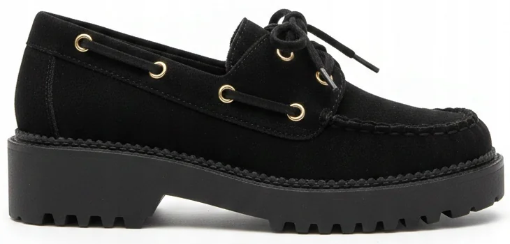 9274 CZARNE PÓŁBUTY MOKASYNY ZAMSZOWE DAMSKIE WSUWANE SZNUROWANE 38 lordsy, obuwie casual, wkładka 24,5 cm