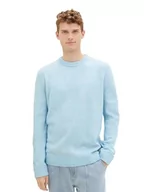 Swetry męskie - TOM TAILOR sweter męski, 34174 - Middle Blue White Core, L - miniaturka - grafika 1