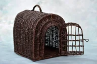 Sprzęt podróżny i transportery dla psów - WickerPL Wiklinowy kosz / klatka dla zwierząt w kolorze naturalnym 45x32 H37 cm - miniaturka - grafika 1