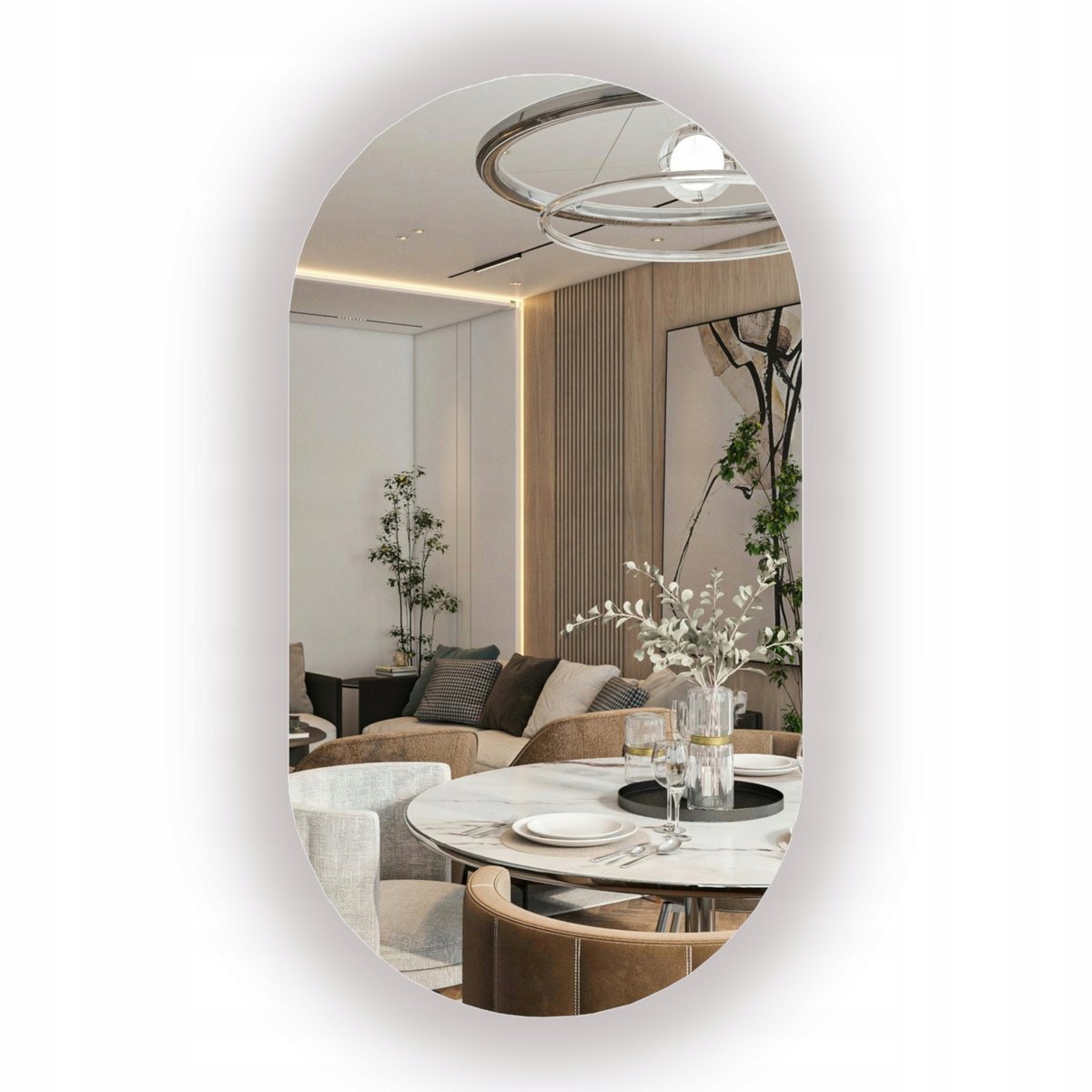 LUSTRO OWALNE PODŚWIETLANE LED 80X45 DO ŁAZIENKI LOFT - BEZ RAMY