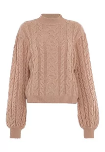 piano Damski sweter z dzianiny ze stójką akryl beżowy rozmiar XL/XXL, beżowy, XL - Swetry damskie - miniaturka - grafika 1