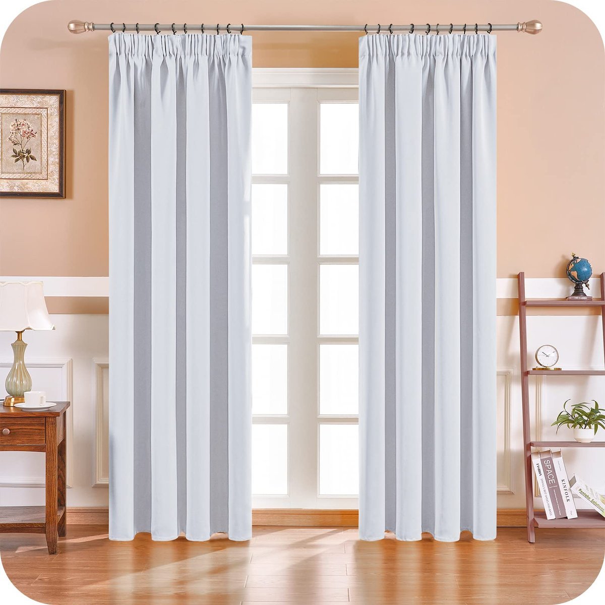 MRTREES Zasłony Zaciemniające z Taśmą Marszczącą 245x140 cm Białe 2 Sztuki