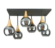 Lampy sufitowe - Żyrandol natynkowy SOMA 6xE27/60W/230V czarny/złoty/dymny czarny - miniaturka - grafika 1