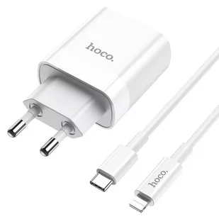 HOCO Ładowarka sieciowa C80A PD 20W QC3.0 + Kabel USB-C Biały - Ładowarki do telefonów - miniaturka - grafika 2