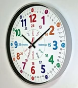 Zabawki interaktywne dla dzieci - Zegar edukacyjny plastikowy srebrny 35cm - miniaturka - grafika 1