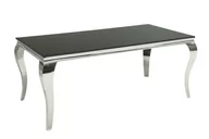 Stoły - Invicta Interior Stół jadalniany Barock stylizowane aluminiowe nogi srebrny czarny szklany blat 180cm (Z36544) - miniaturka - grafika 1