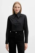 Koszule damskie - Silvian Heach koszula bawełniana MASKA damska kolor czarny regular z kołnierzykiem klasycznym GPA25512CA - miniaturka - grafika 1