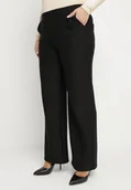 Spodnie damskie - Czarne Spodnie z Bawełną o Szerokim Kroju z Wysokim Stanem Danniva - miniaturka - grafika 1