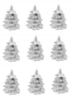 Świece - 9 x świeczki świąteczne choinka 10 cm cała srebrna - miniaturka - grafika 1