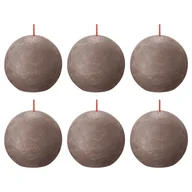 Świece - Bolsius Rustykalne świece kule Shine, 6 szt., 76x71 mm, taupe - miniaturka - grafika 1