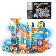 Klocki - Magnetyczny świecący zestaw konstrukcyjny kulkowy tor 142 elementy - miniaturka - grafika 1