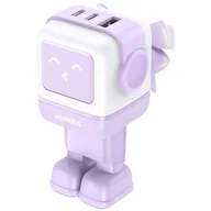 Ładowarki do telefonów - Ładowarka sieciowa Ugreen Nexode RG (Robot GaN), 2x USB + USB-C, 65W (fioletowa) - miniaturka - grafika 1