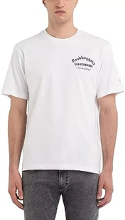 Replay Męski T-shirt z krótkim rękawem, okrągły dekolt, z nadrukiem z tyłu, Natural White 011, L - Koszulki męskie - miniaturka - grafika 1