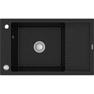 Mexen Elias zlewozmywak granitowy 1-komorowy z krótkim ociekaczem 795 x 480 mm, czarny/srebrny metalik - 6511791005-73 - Zlewozmywaki - miniaturka - grafika 1