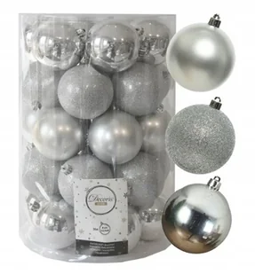 Bombki srebrne okrągłe plastikowe nietłukące zestaw 34 sztuk - Bombki - miniaturka - grafika 1
